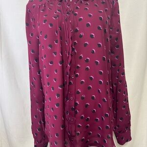 Elle Magenta Polka Dot Blouse. Good Condition. Size Large.